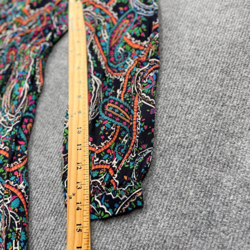 Maeve Anthropologie Boho Paisley Dress Flowy Long Sleeve Navy/Multicolor Size S - Picture 15 of 15